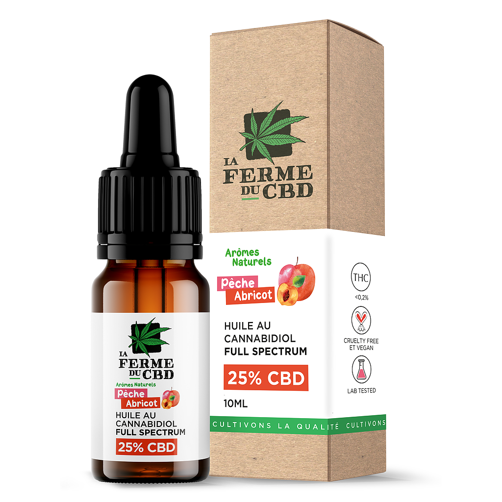 Huile CBD 25% pêche-abricot