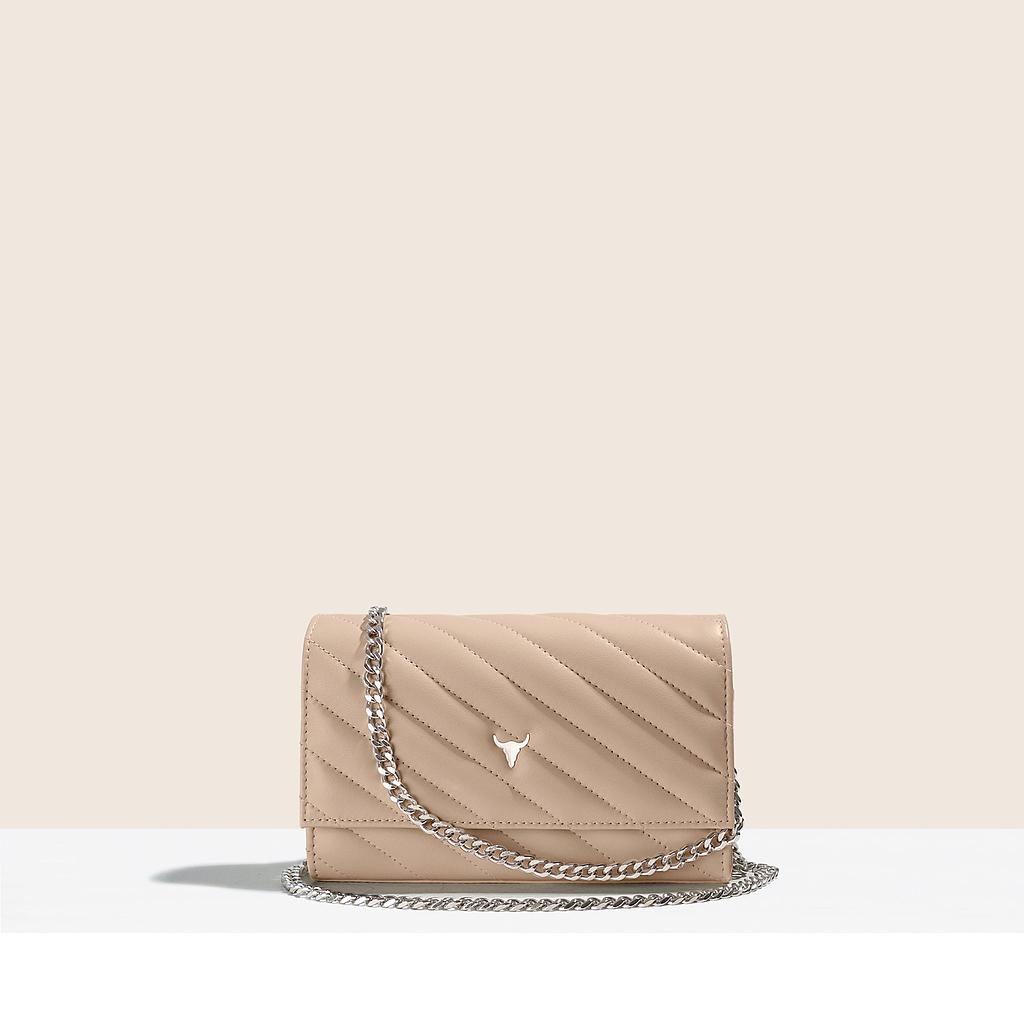 SAC MINI NELLY - CUIR NUDE MATELASSÉ