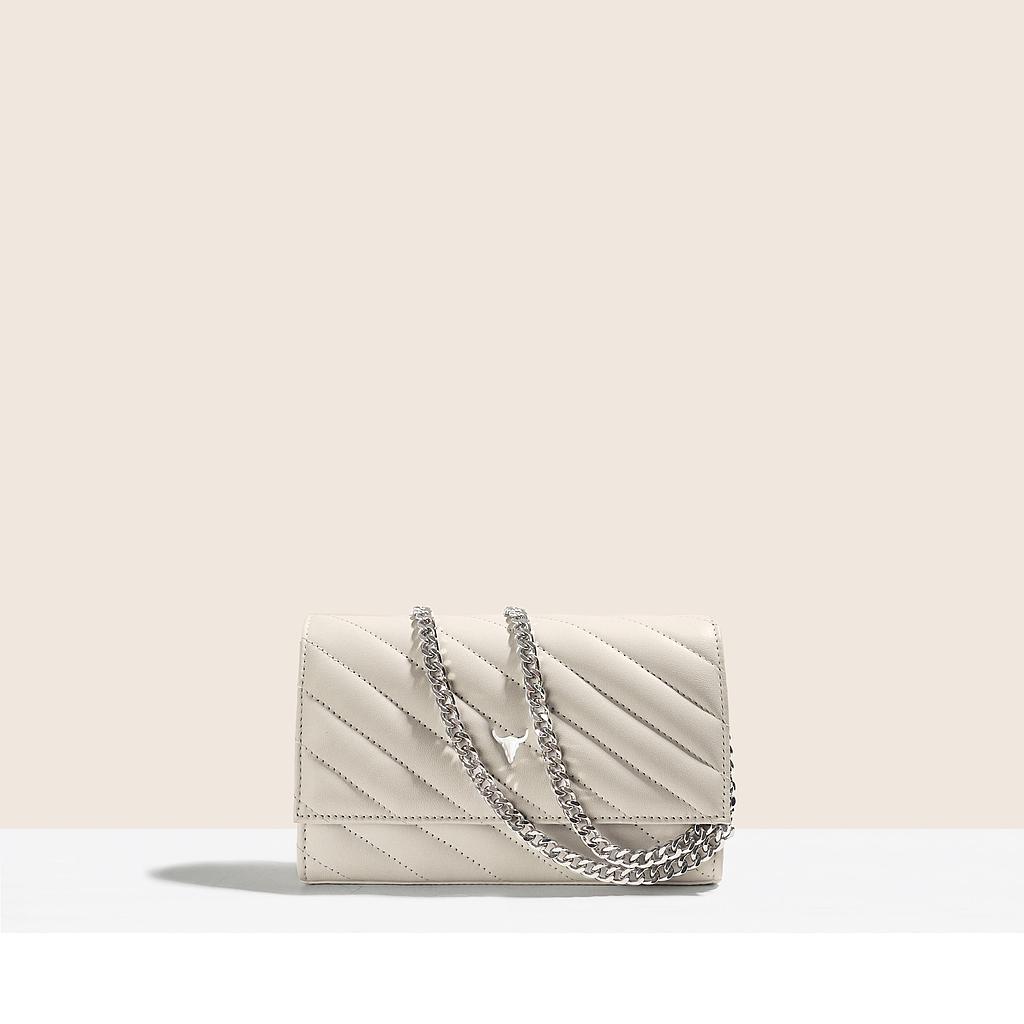 SAC MINI NELLY - CUIR OFF-WHITE MATELASSÉ