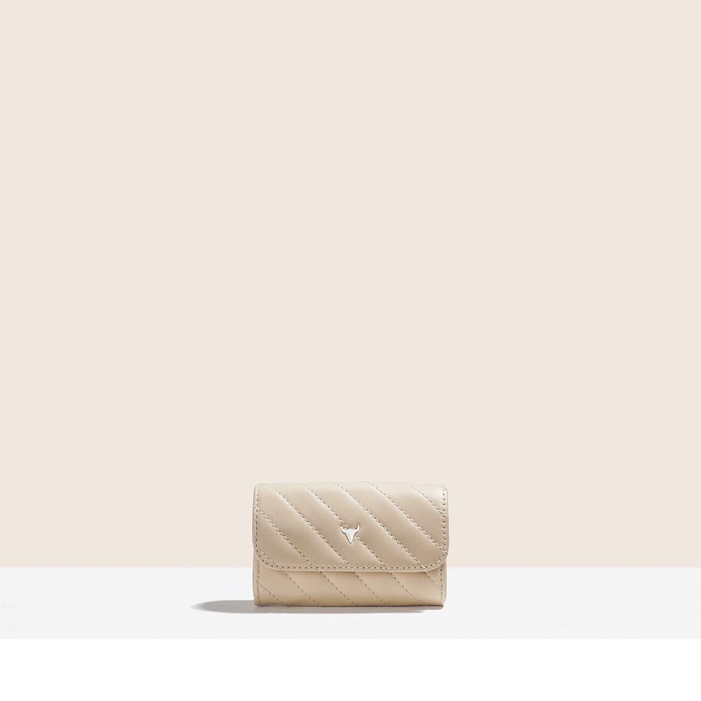 PORTE-MONNAIE NATA - CUIR BEIGE MATELASSÉ