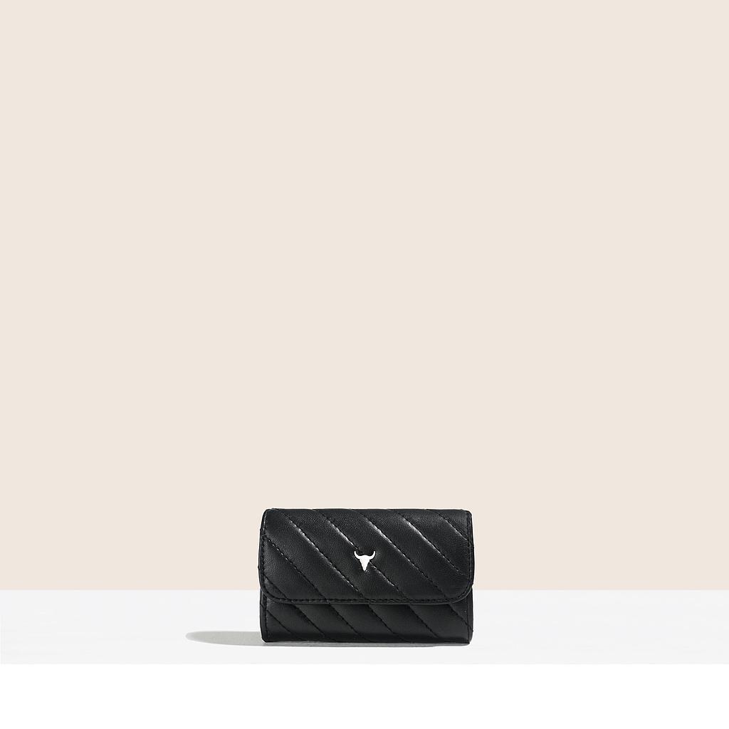 PRÉ-COMMANDE PORTE-MONNAIE NATA - CUIR NOIR MATELASSÉ