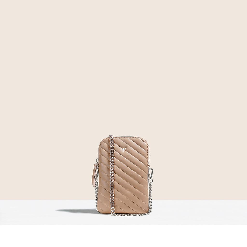 RITA PHONE WALLET - CUIR NUDE MATELASSÉ