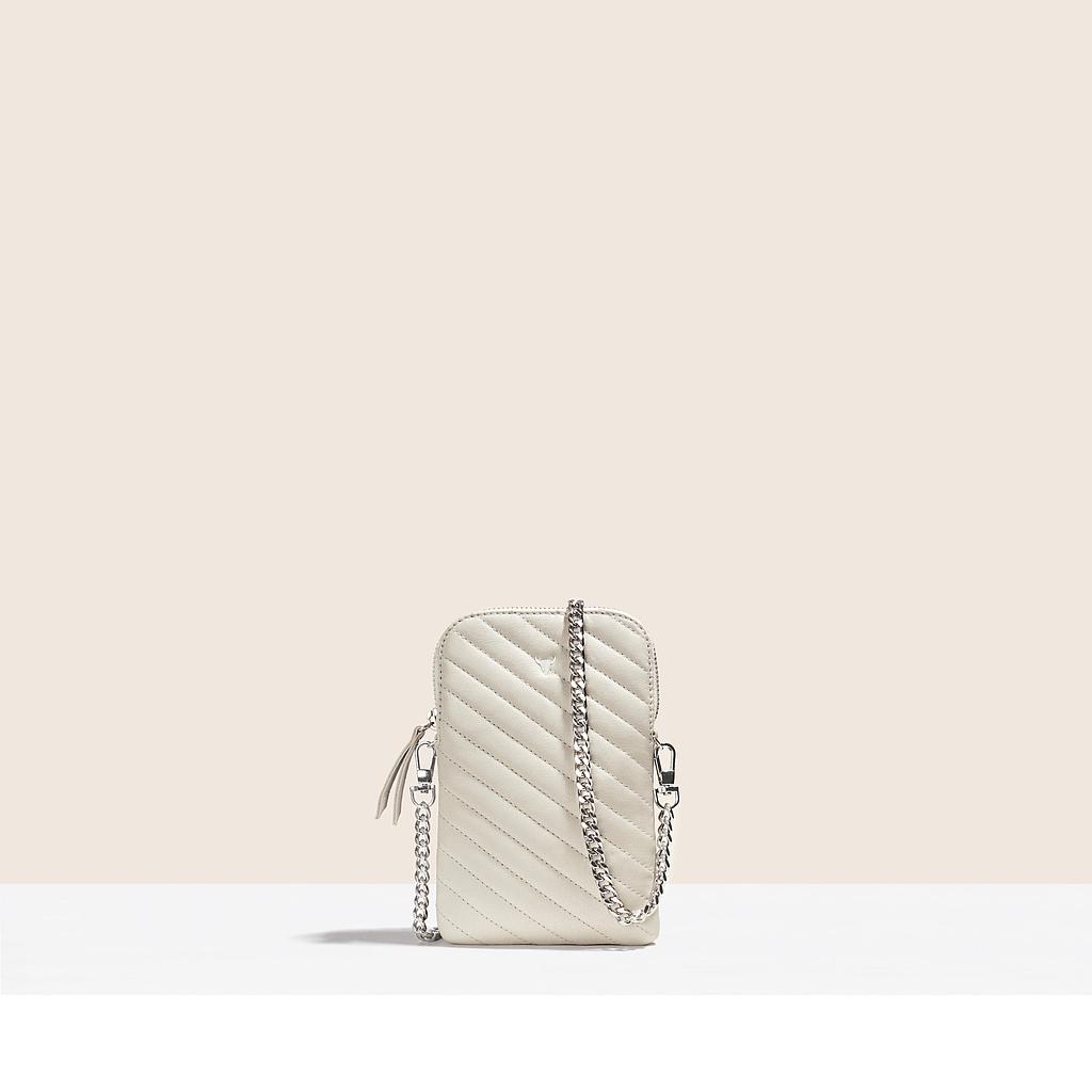 PRÉ-COMMANDE RITA PHONE WALLET - CUIR OFF - WHITE MATELASSÉ