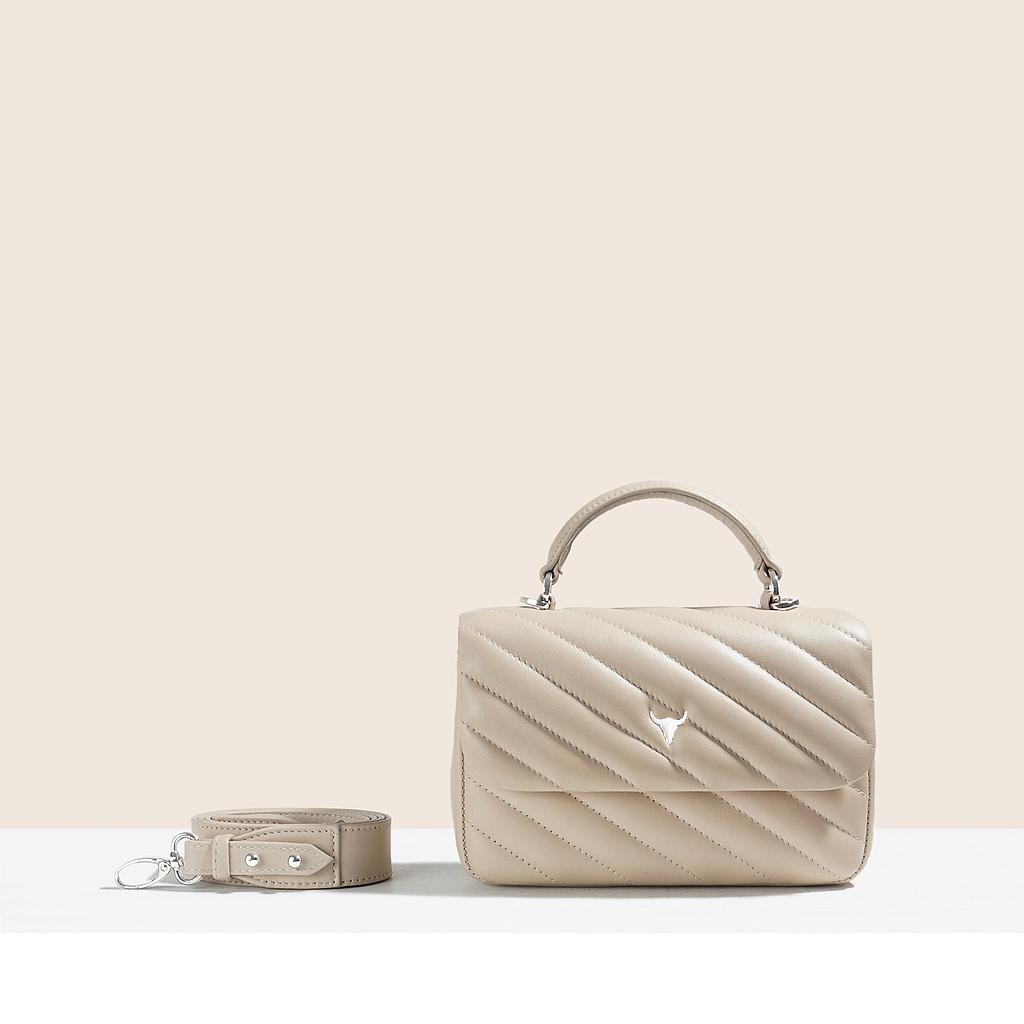 SAC MINI BRIGITTE - CUIR BEIGE MATELASSÉ