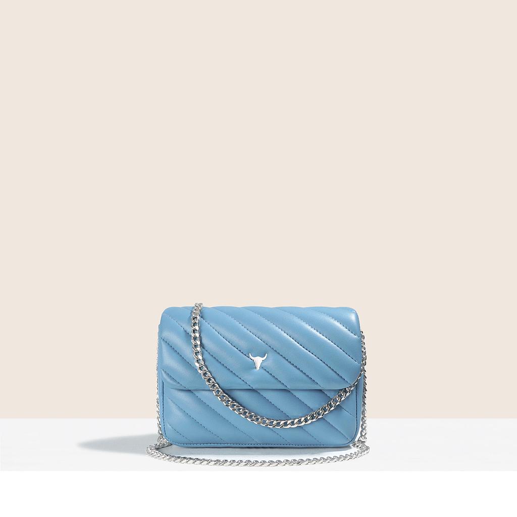 SAC MINI JOSH - CUIR BLEU MATELASSÉ