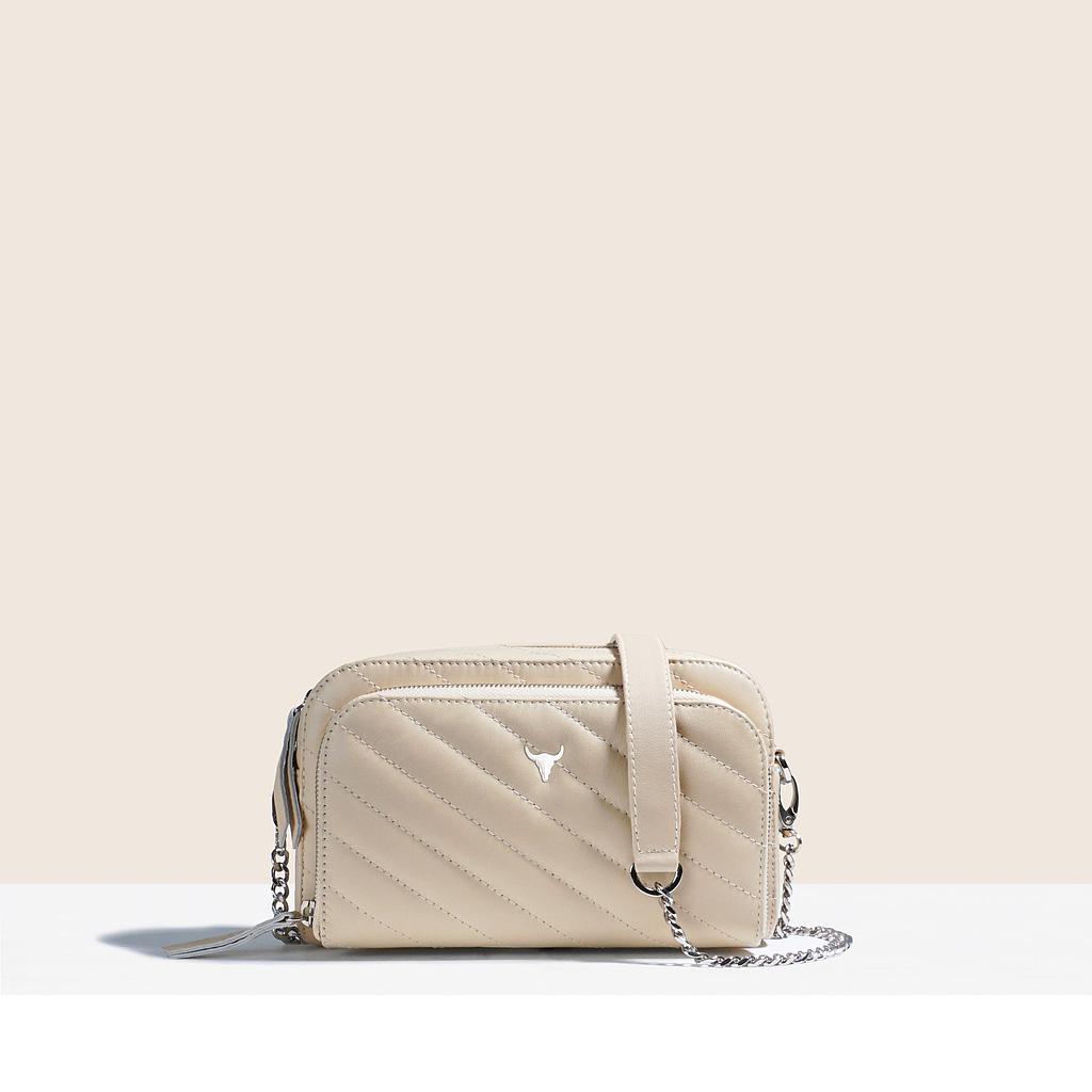 SAC MONIQUE - CUIR BEIGE MATELASSÉ