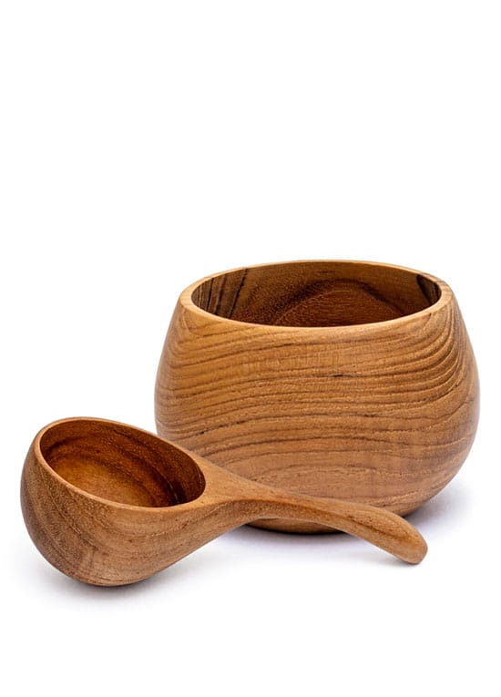 Pack Cuillère + Tasse en bois de tech