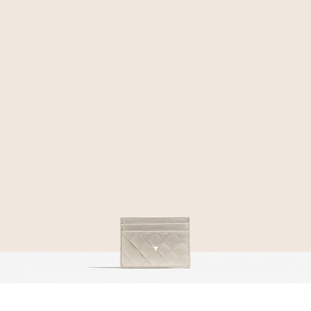 PORTE-CARTES LANA - CUIR OFF - WHITE MATELASSÉ