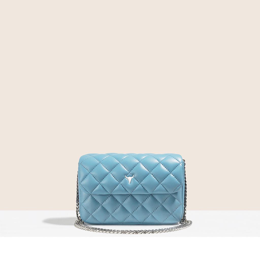 SAC MINI JOSH - CUIR BLEU MATELASSÉ