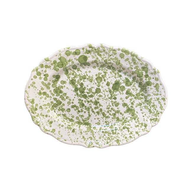 Plat Ovale 32 cm Points Bleu Ciels