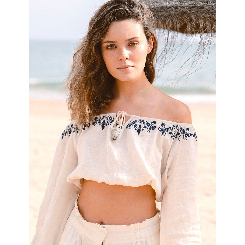 Crop-top Lila Ecru