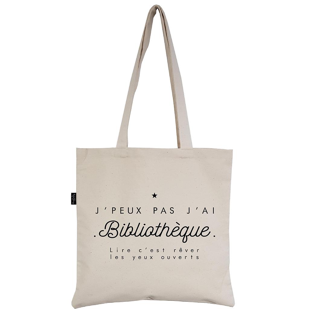 Tote-Bag  écru "J'peux pas, j'ai bibliothèque "
