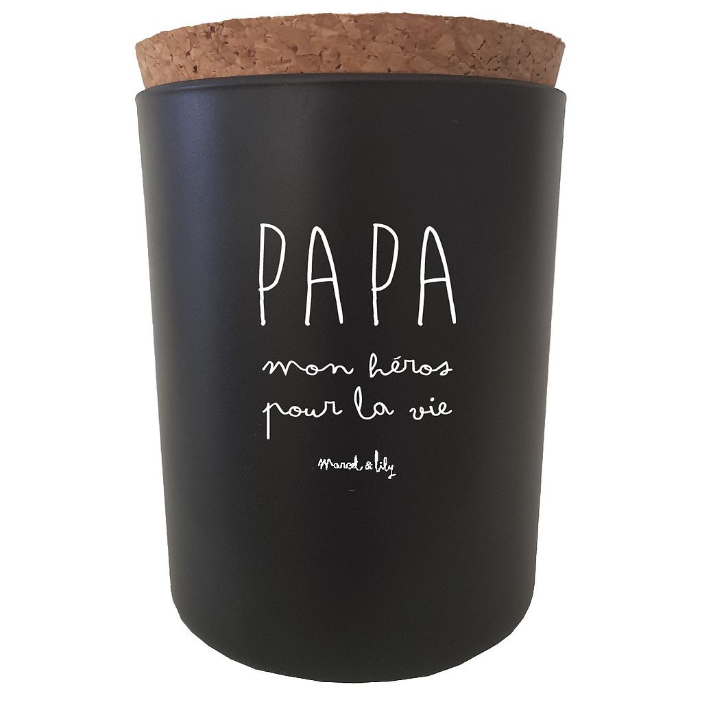 Bougie  "Papa, mon héros pour la vie" - Bois noir
