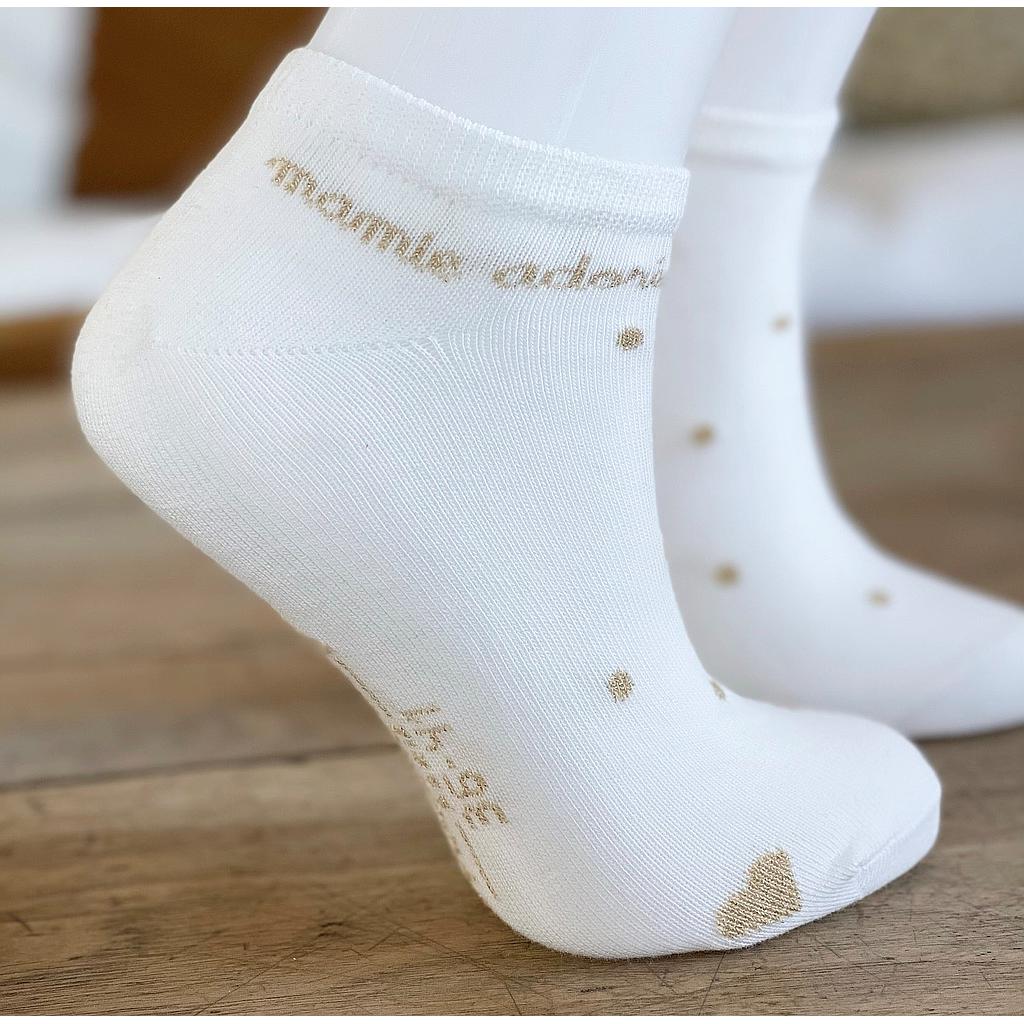 Socquettes  " Mamie adorée" Milk et Or