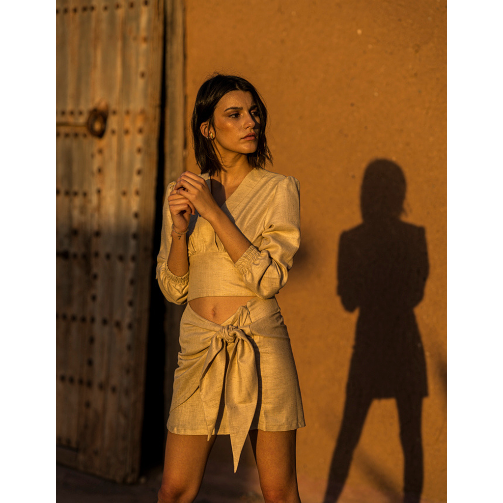 Crop-top en lin Anais Beige