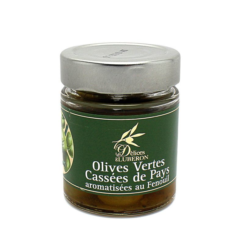 Olives vertes cassées de pays aromatisées au fenouil - 70g