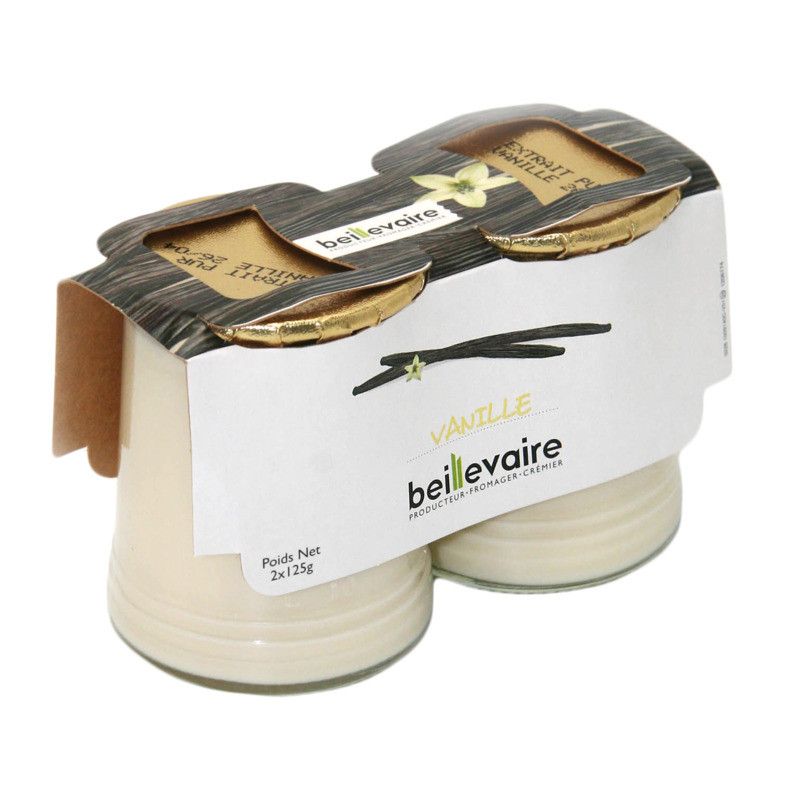 Yaourt aromatisé à la vanille pot en verre - 2x125g