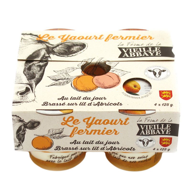 Yaourt fermier brassé sur lit d'abricot 4x125g