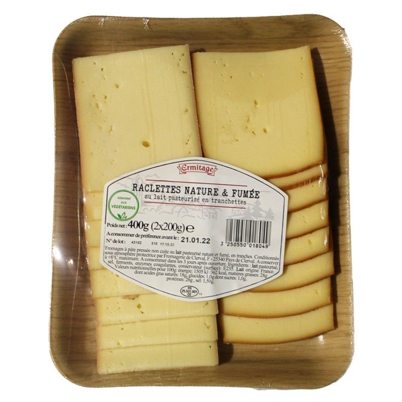 Duo de Raclette tranchées nature et fumée 2x200g
