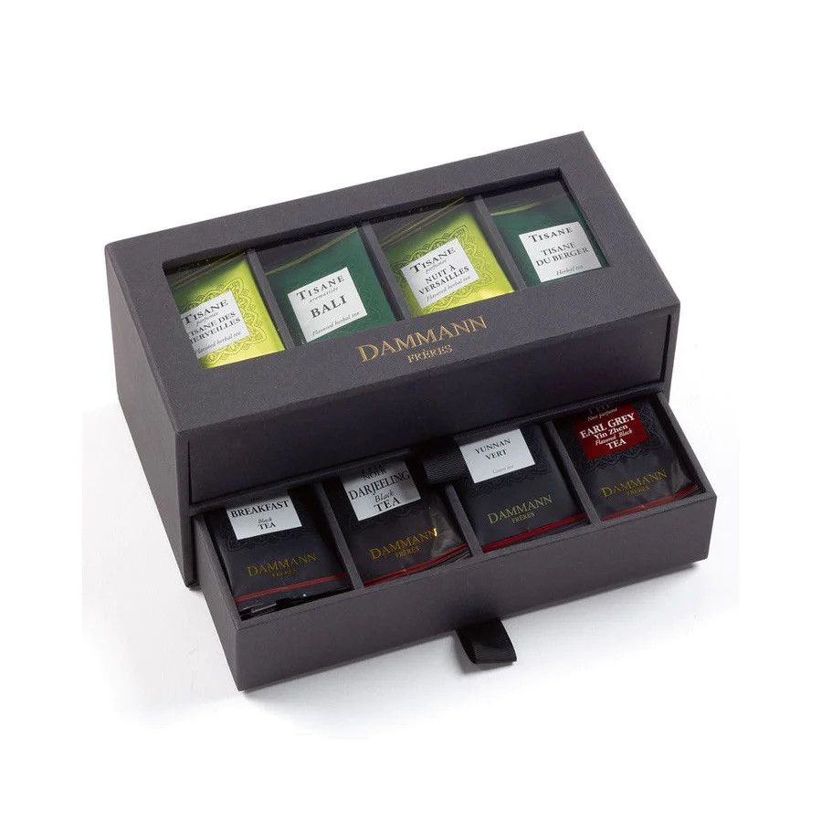 Coffret noir 2 tiroirs - 8x7 sachets