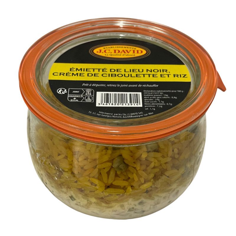 Émietté de lieu noir à la crème de ciboulette et riz - 370g