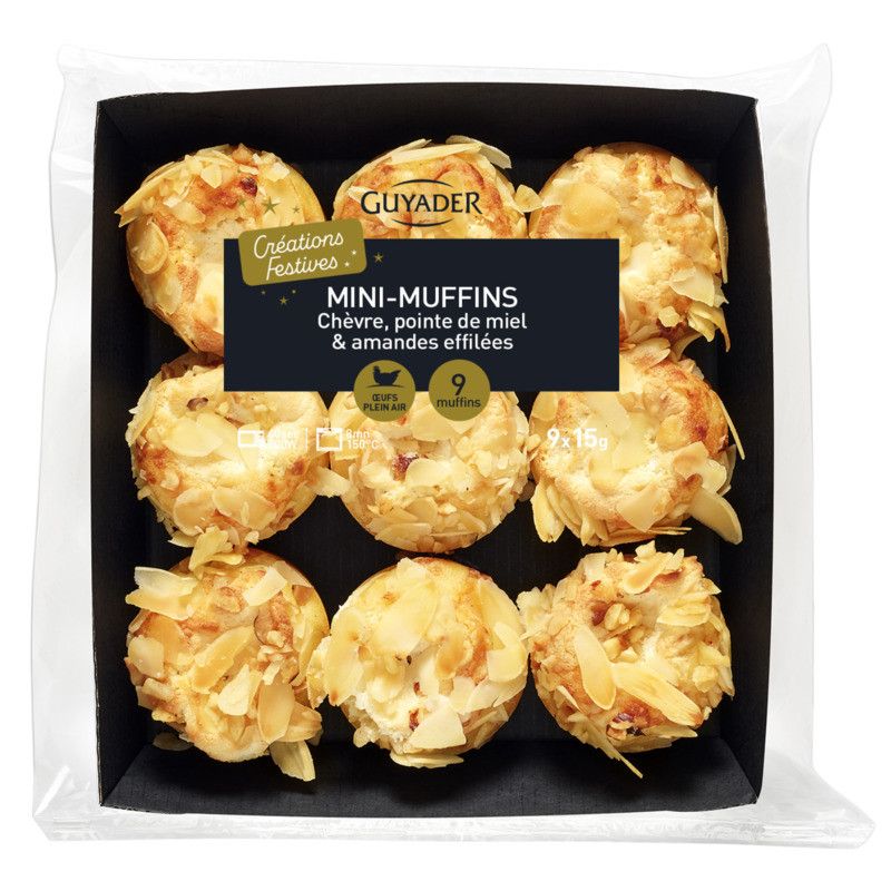 Mini muffin chèvre pointe de miel et amandes effilées x9 - 135g