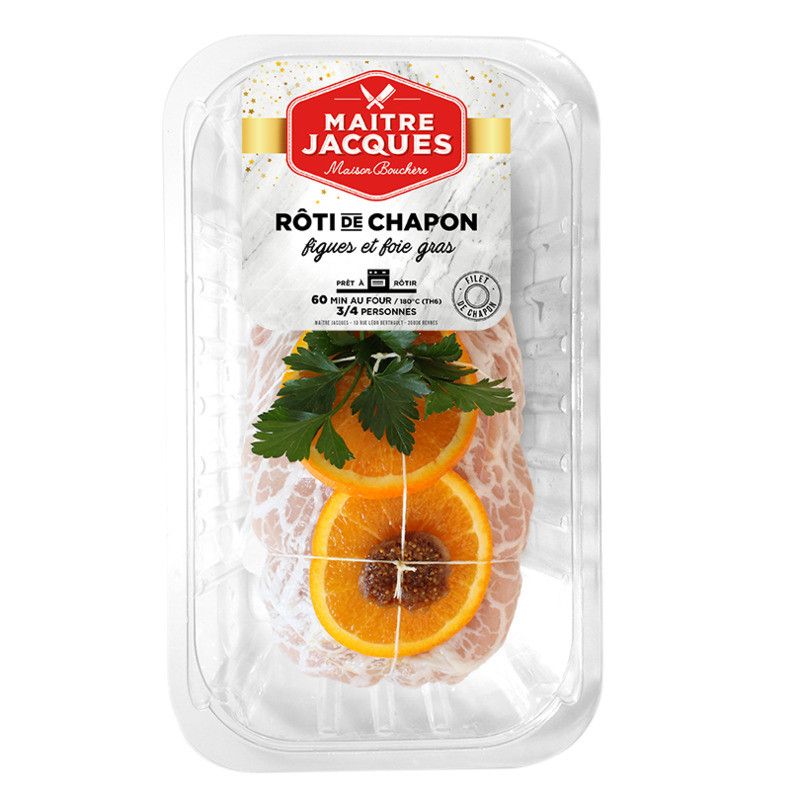 ✨ Rôti de chapon mariné farci aux figues et foie gras de canard ±800g