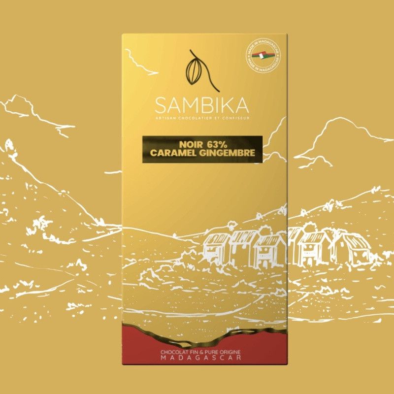 Chocolat Caramel Gingembre - noir 63% - 100g