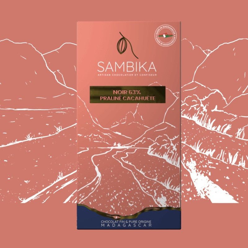 Chocolat Praliné Cacahuète - noir 63% - 100g