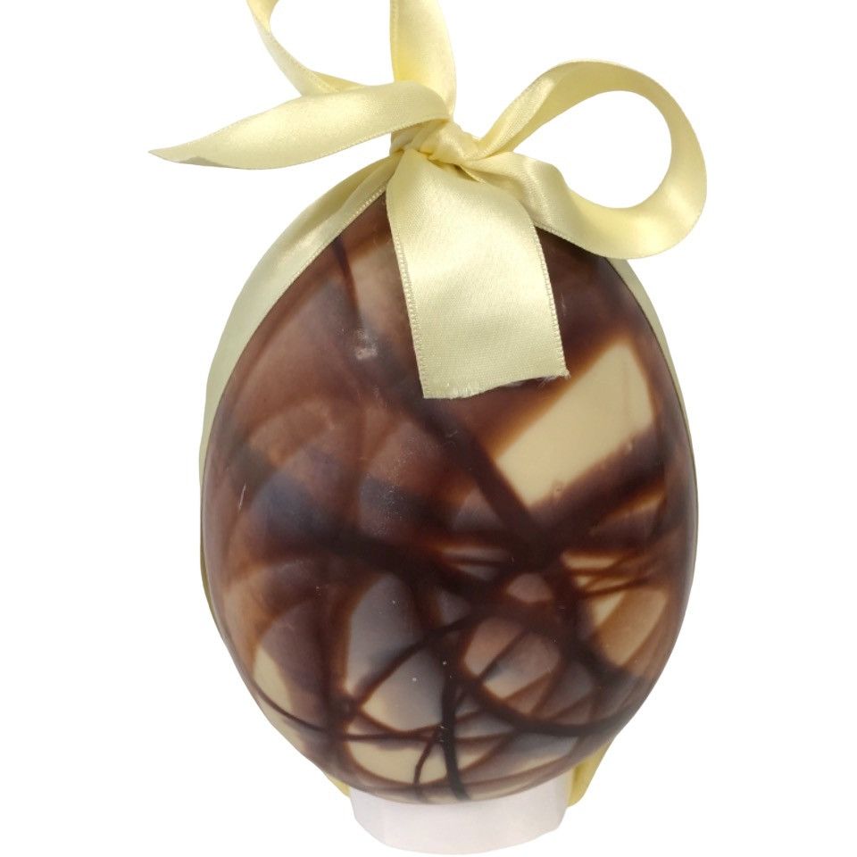 Oeuf en chocolat décor marbré - 16cm - garni oeufs et fritures - 370g