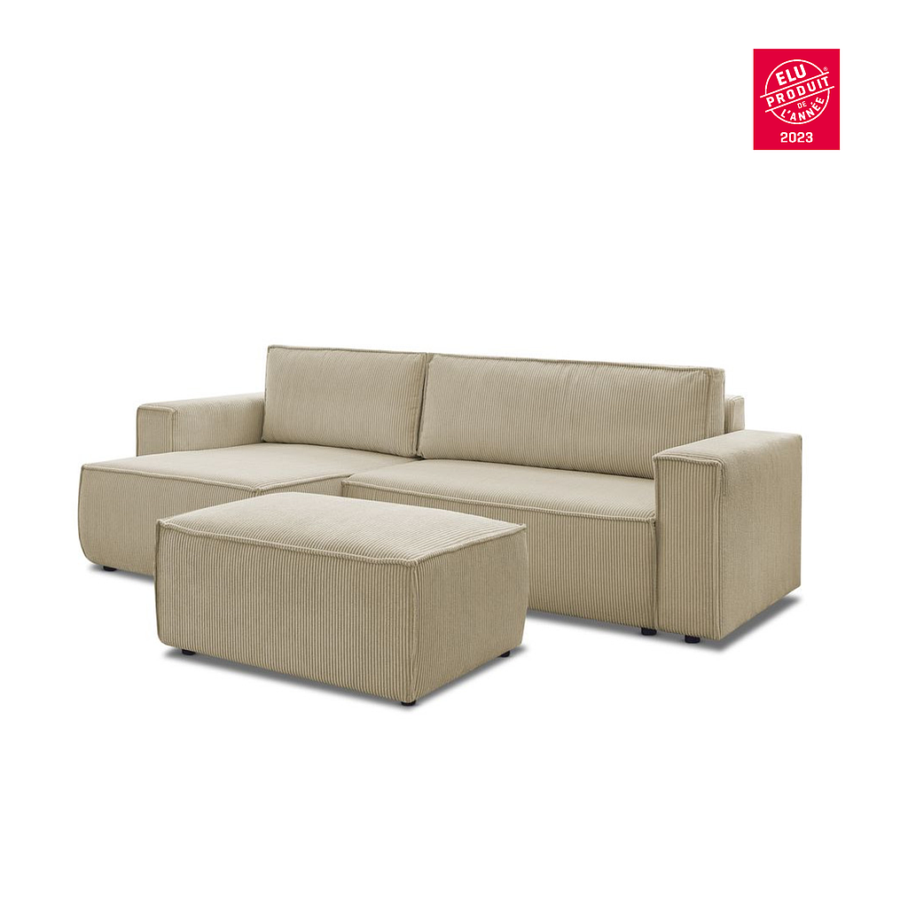 Convertible d'angle avec pouf Nihad - Bobochic
