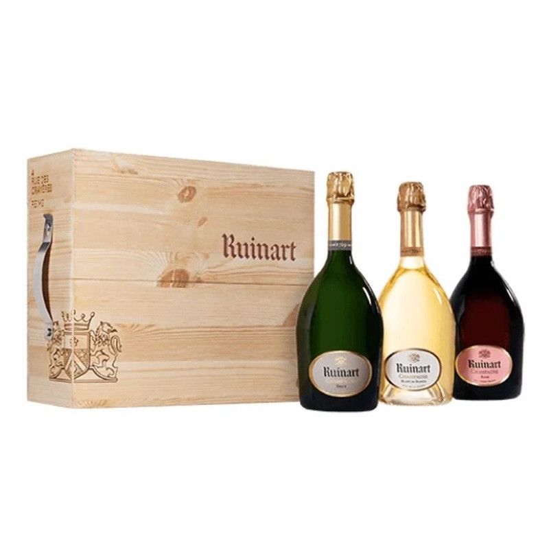 Coffret Trilogie Champagnes Ruinart "R" - blanc de blancs et rosé - 3x 75 cl