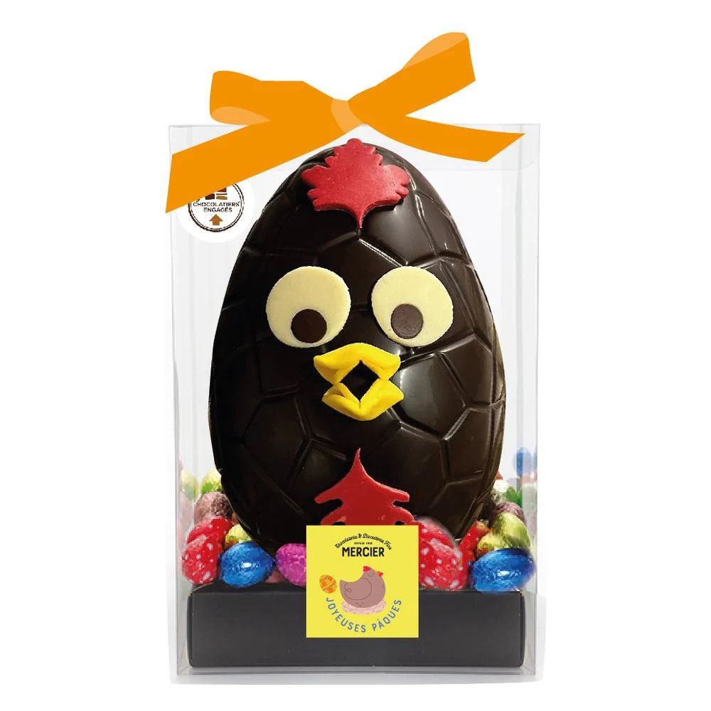 Oeuf poussin en chocolat noir garni de chocolat au lait - 240g