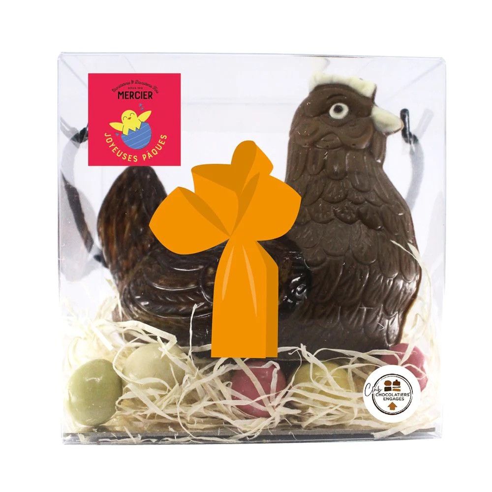 La poule suzette en chocolat noir, garnie - 200g