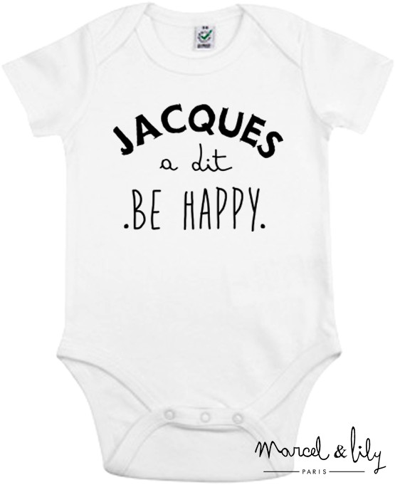 Body bio + pochon tissu  "Jacques a dit be happy "