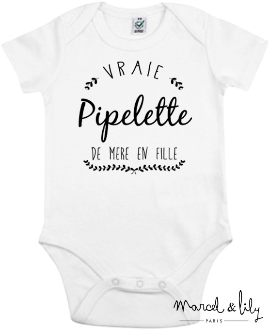Body bio + pochon tissu "Pipelette de mère en fille "