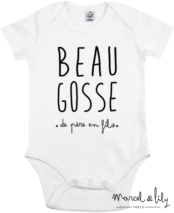 Body bio + pochon tissu "Beau Gosse de père en fils "