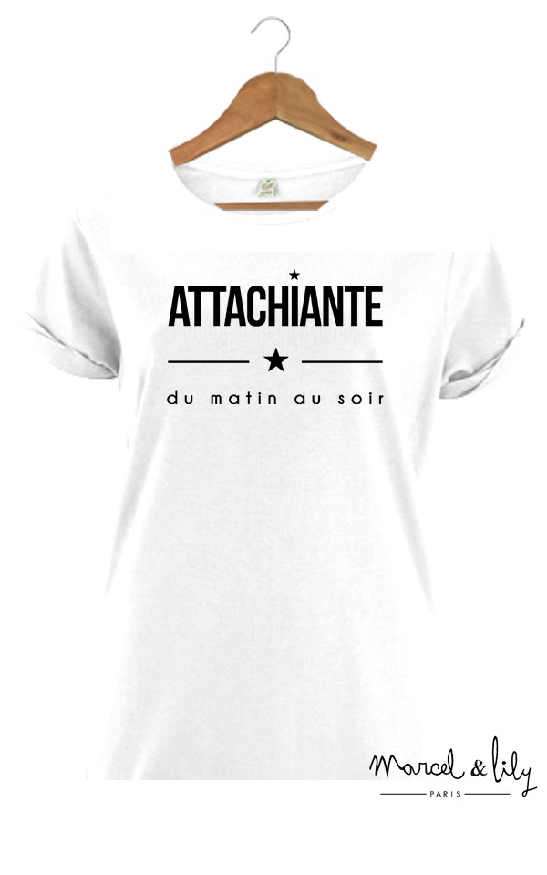 Tee-shirt bio femme + pochon tissu   "Attachiante du matin au soir"