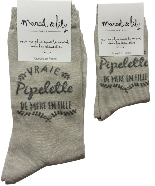 Chaussettes enfant "Pipelette de mère en fille"