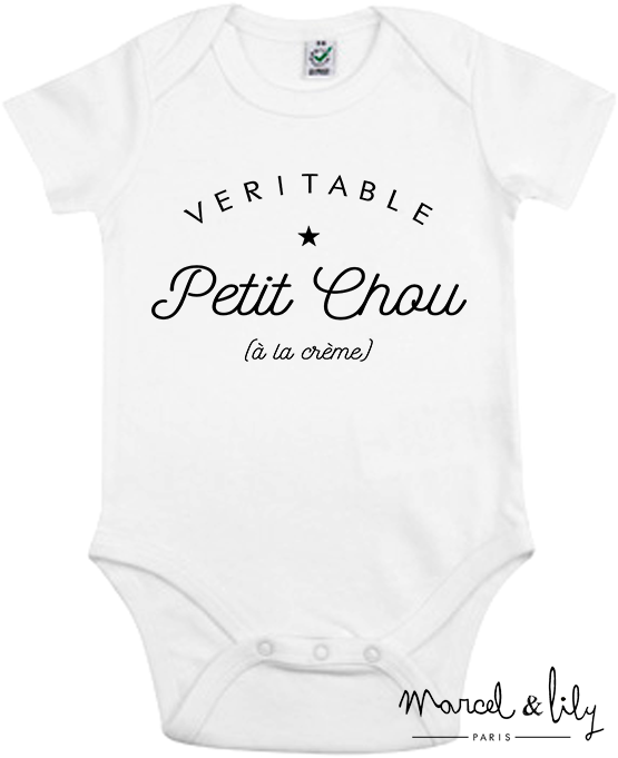 Body bio + pochon tissu "Véritable petit chou à la crème"