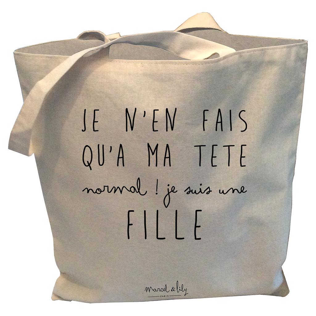Tote-Bag réversible écru "Je n'en fais qu'à ma tête..."