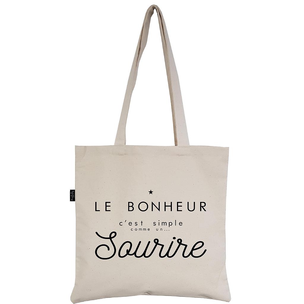 Tote-Bag écru  "Le bonheur c'est simple comme..."