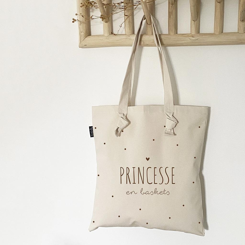 Tote-Bag à noeuds écru " Princesse en Baskets"
