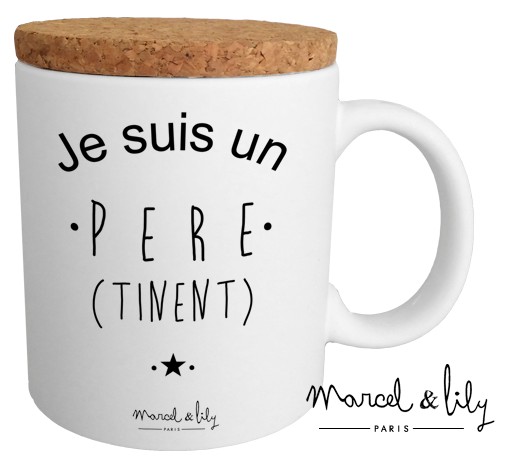 Mug avec son couvercle en liège " Je suis un Père Tinent"