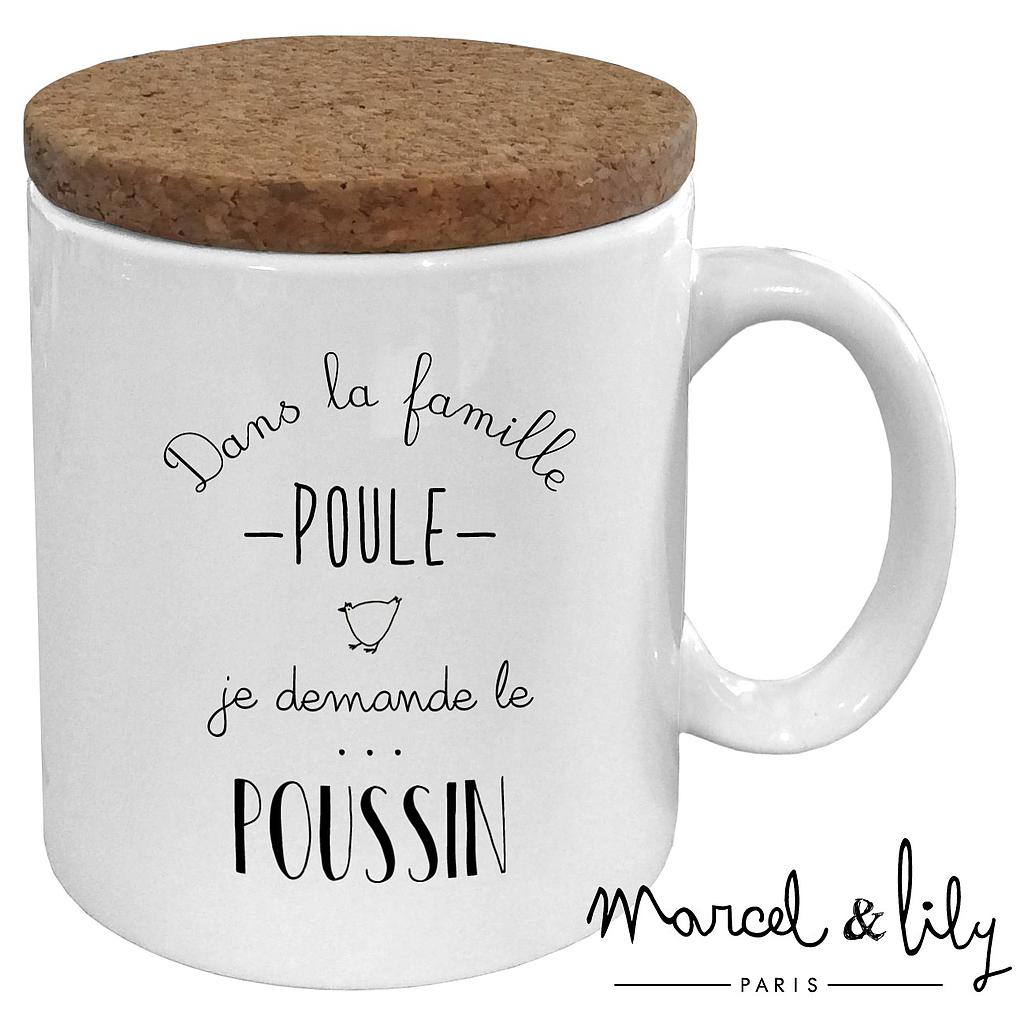 Mug avec son couvercle en liège  "Poussin"