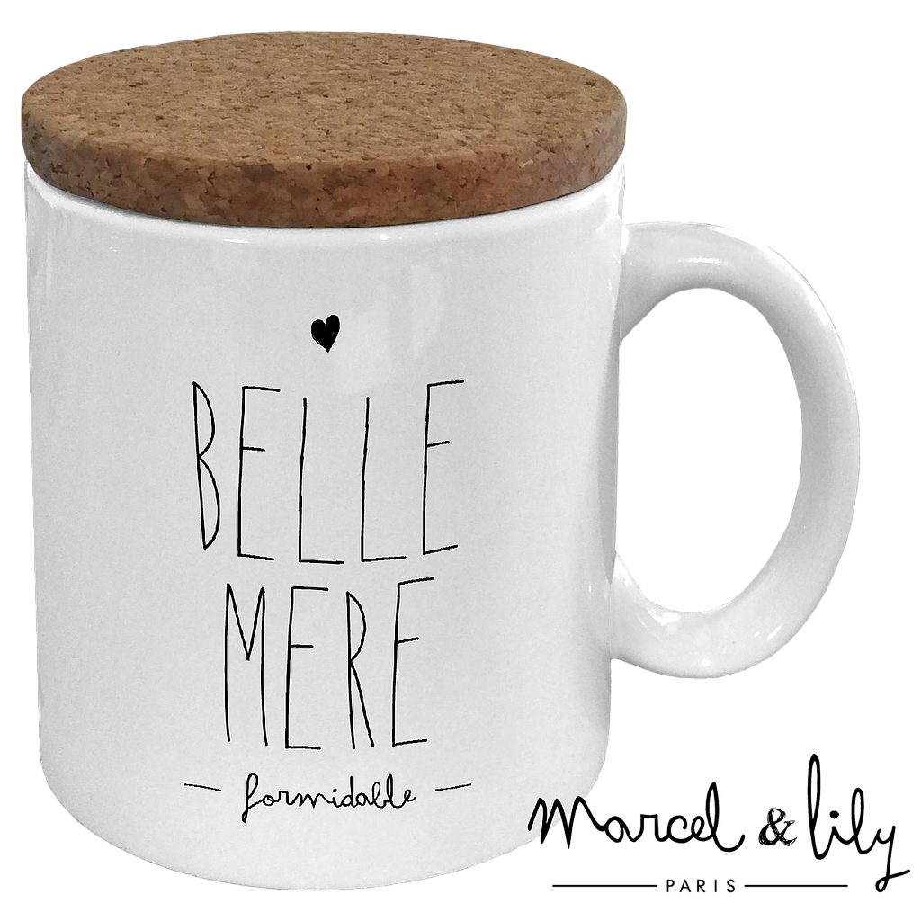 Mug avec son couvercle en liège  "Belle Mère"