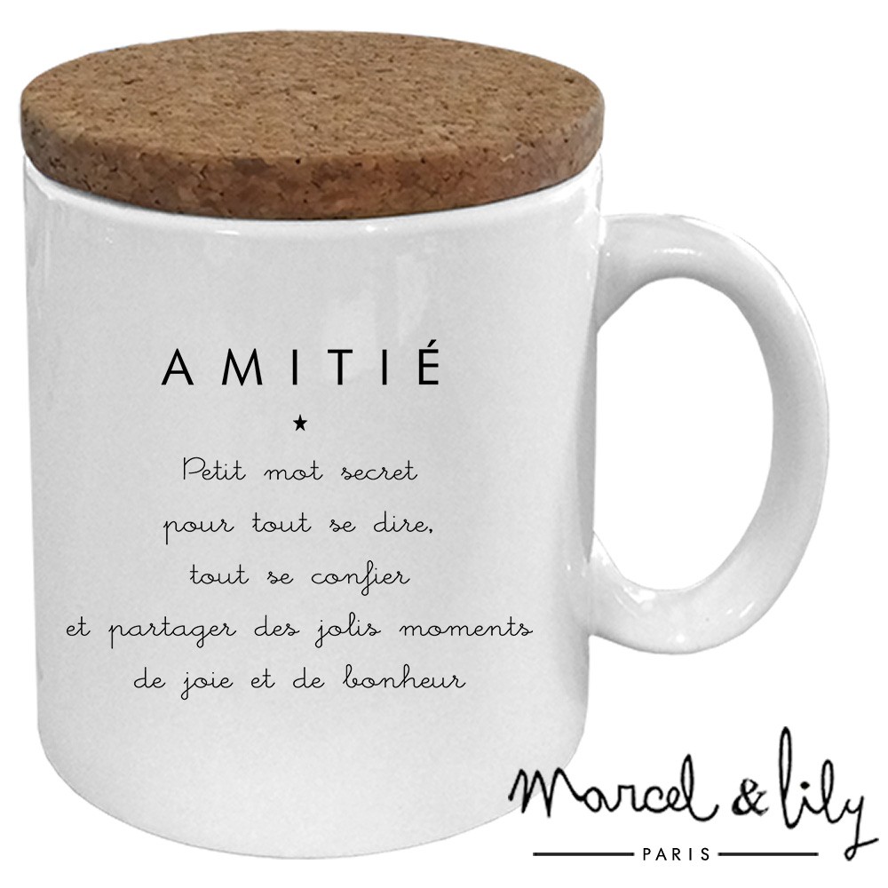 Mug avec son couvercle en liège "AMITIE"