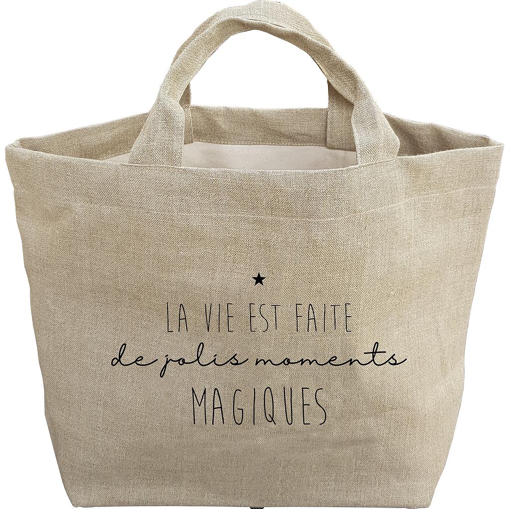 Mon p'tit cabas en lin  "La vie est faite de jolis moments magiques" Série Limitée