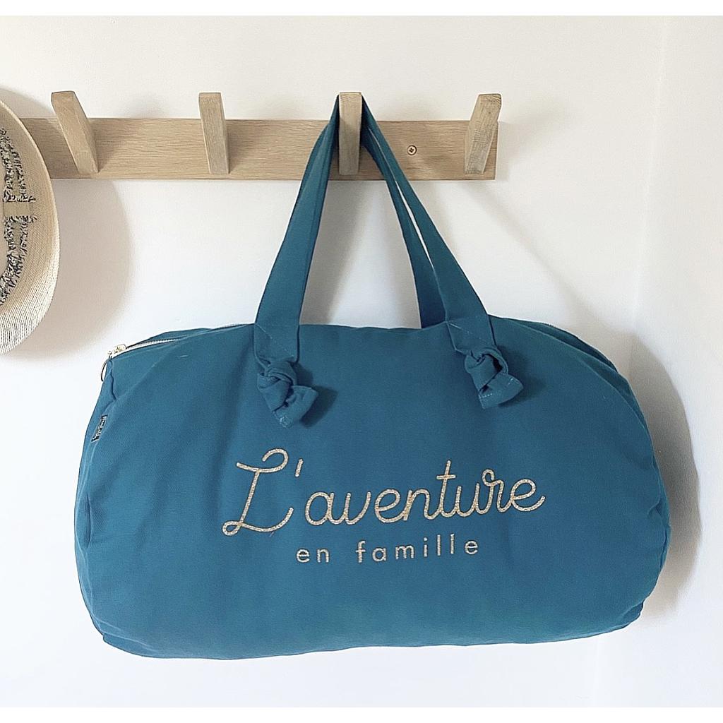 Sac Polochon bleu paon- L'Aventure en Famille