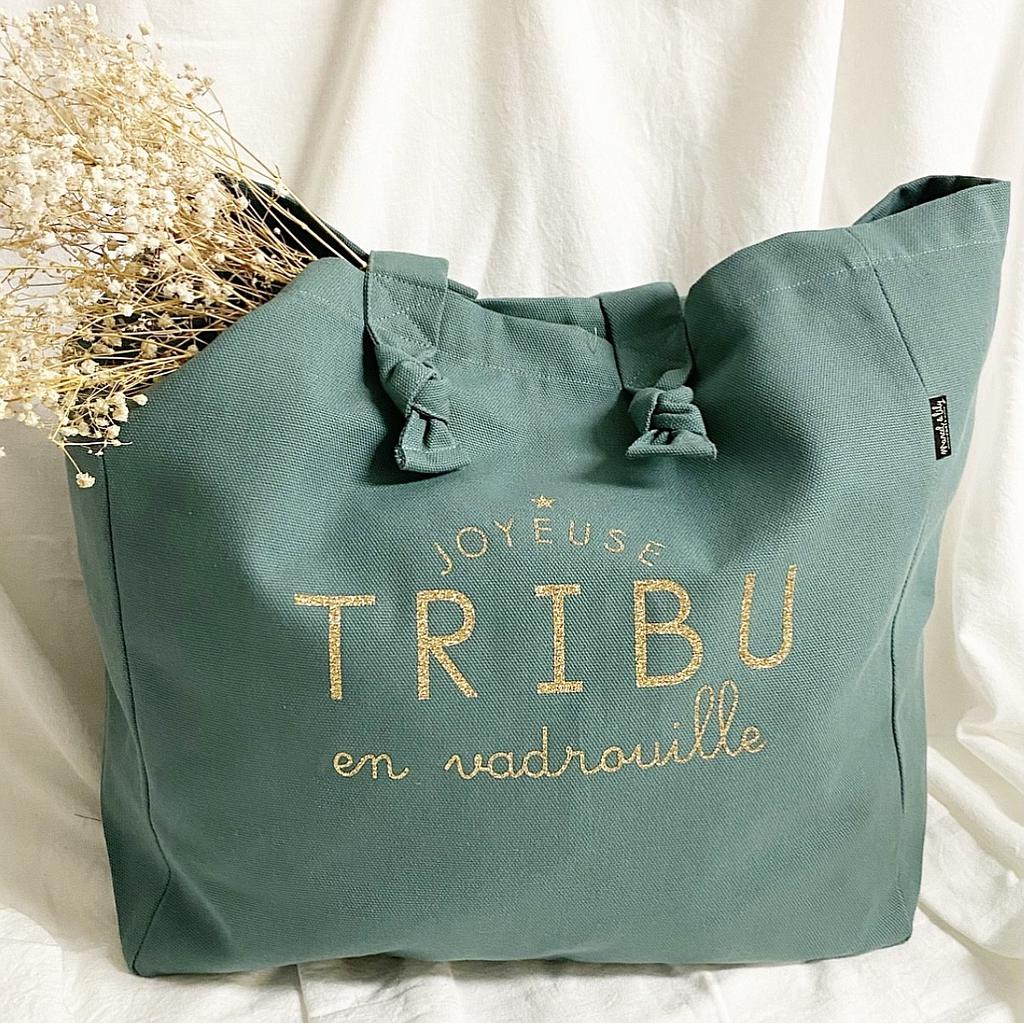 Cabas Lily- eucalyptus- "Joyeuse tribu en vadrouille"